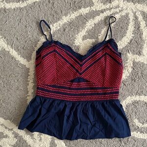 Old Navy Navy and Red Patterned Camisole